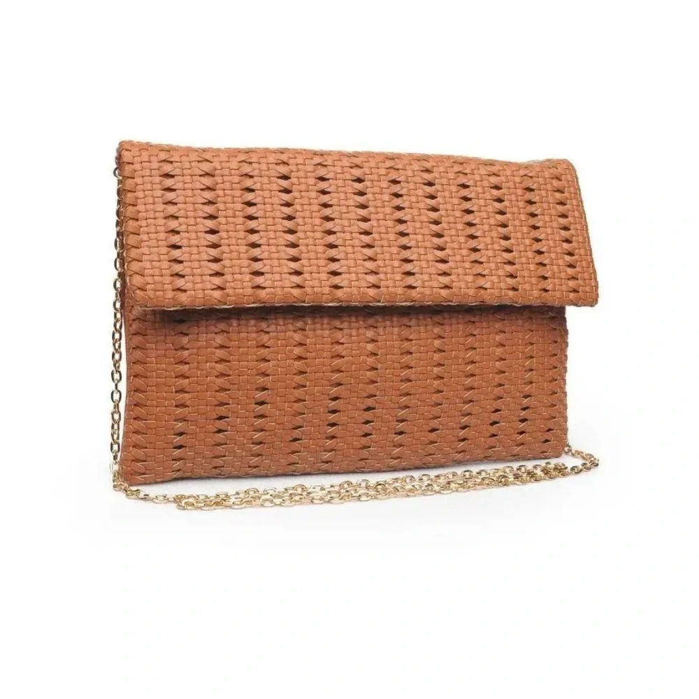 Elegant Tan Woven Clutch